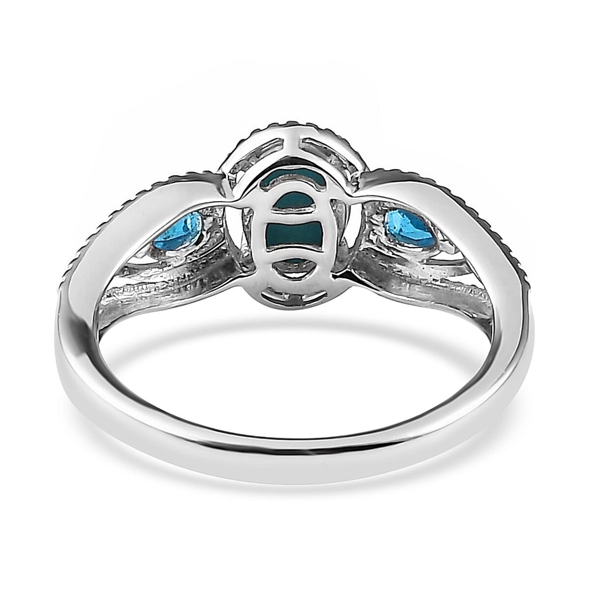 Doorbuster Premium Sleeping Beauty Turquoise and Malgache Neon Apatite J-Hoop Earrings, Ring (Size 5.0) and Pendant in Platinum Over Sterling Silver 3.15 ctw image number 6