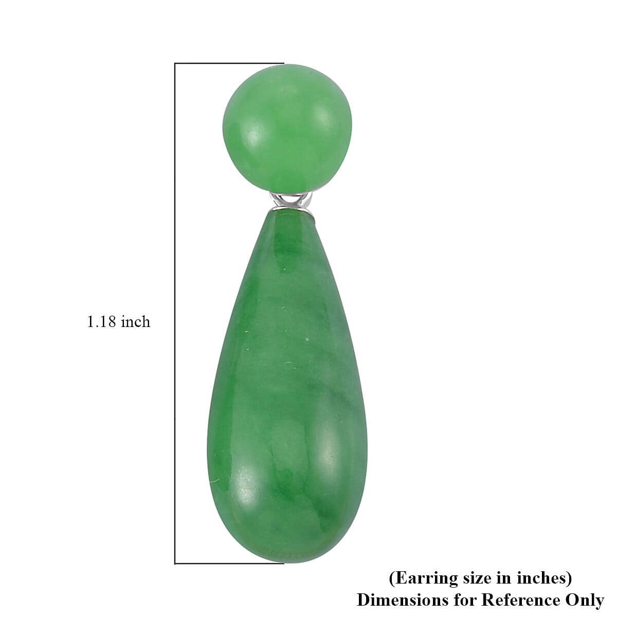 Green Jade (D) Drop Earrings and Pendant in Rhodium Over Sterling Silver with Stainless Steel Necklace 20 Inches 69.90 ctw