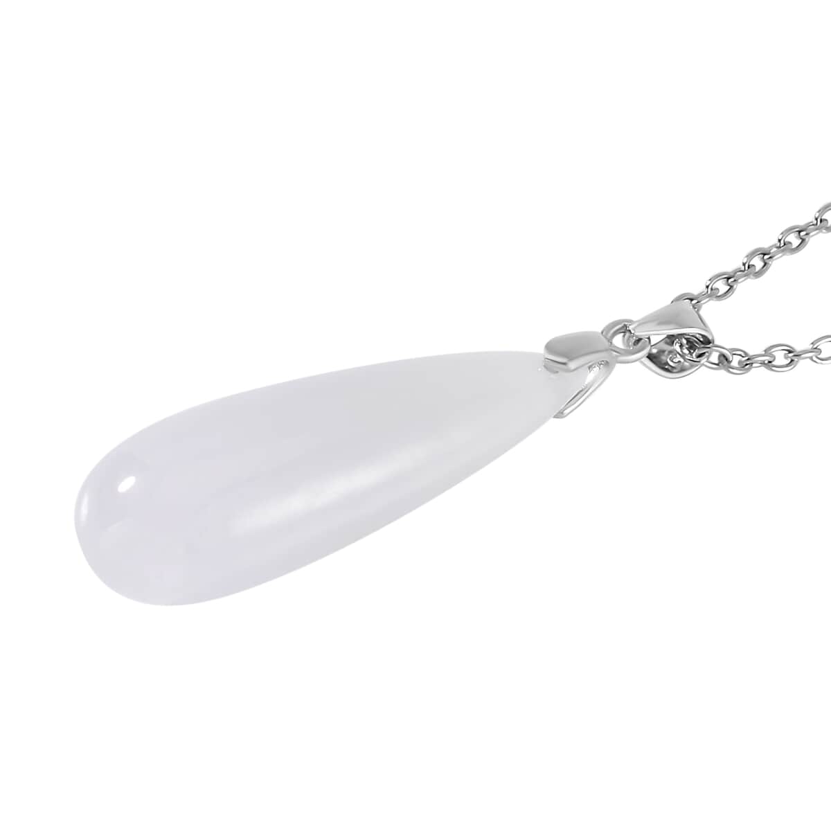 Natural Jade Drop Earrings and Pendant in Rhodium Over Sterling Silver with Stainless Steel Necklace 20 Inches 69.90 ctw image number 3