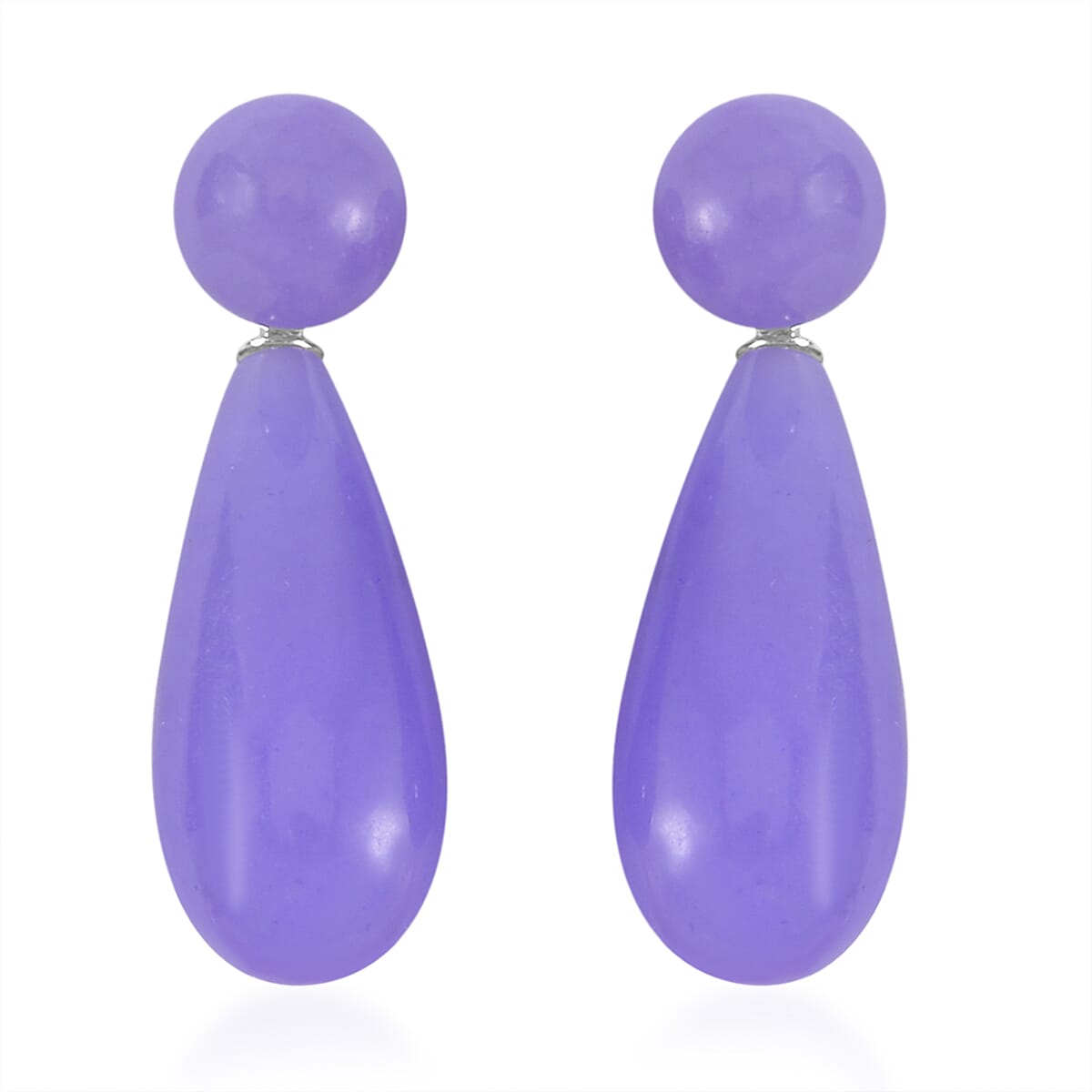 Purple Jade (D) Drop Earrings and Pendant in Rhodium Over Sterling Silver with Stainless Steel Necklace 20 Inches 69.90 ctw image number 5