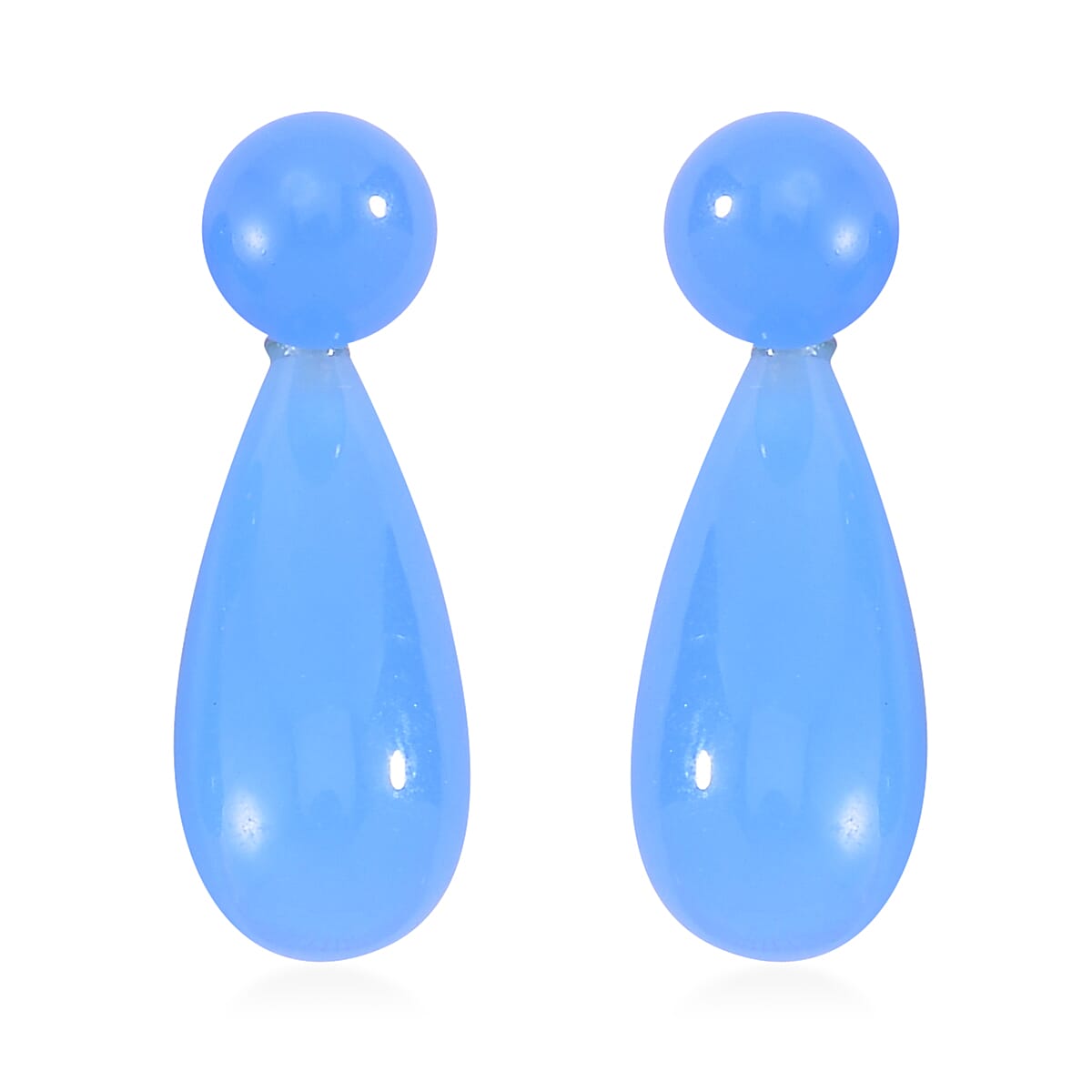 Blue Jade (D) Drop Earrings and Pendant in Rhodium Over Sterling Silver with Stainless Steel Necklace 20 Inches 69.90 ctw image number 5