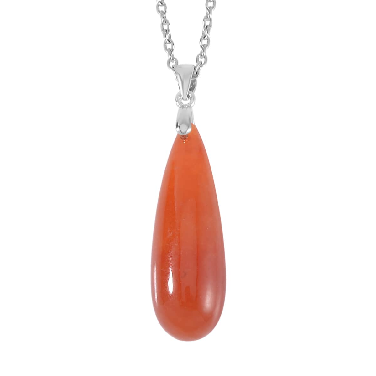 Red Jade (D) Drop Earrings and Pendant in Rhodium Over Sterling Silver with Stainless Steel Necklace 20 Inches 69.90 ctw image number 2