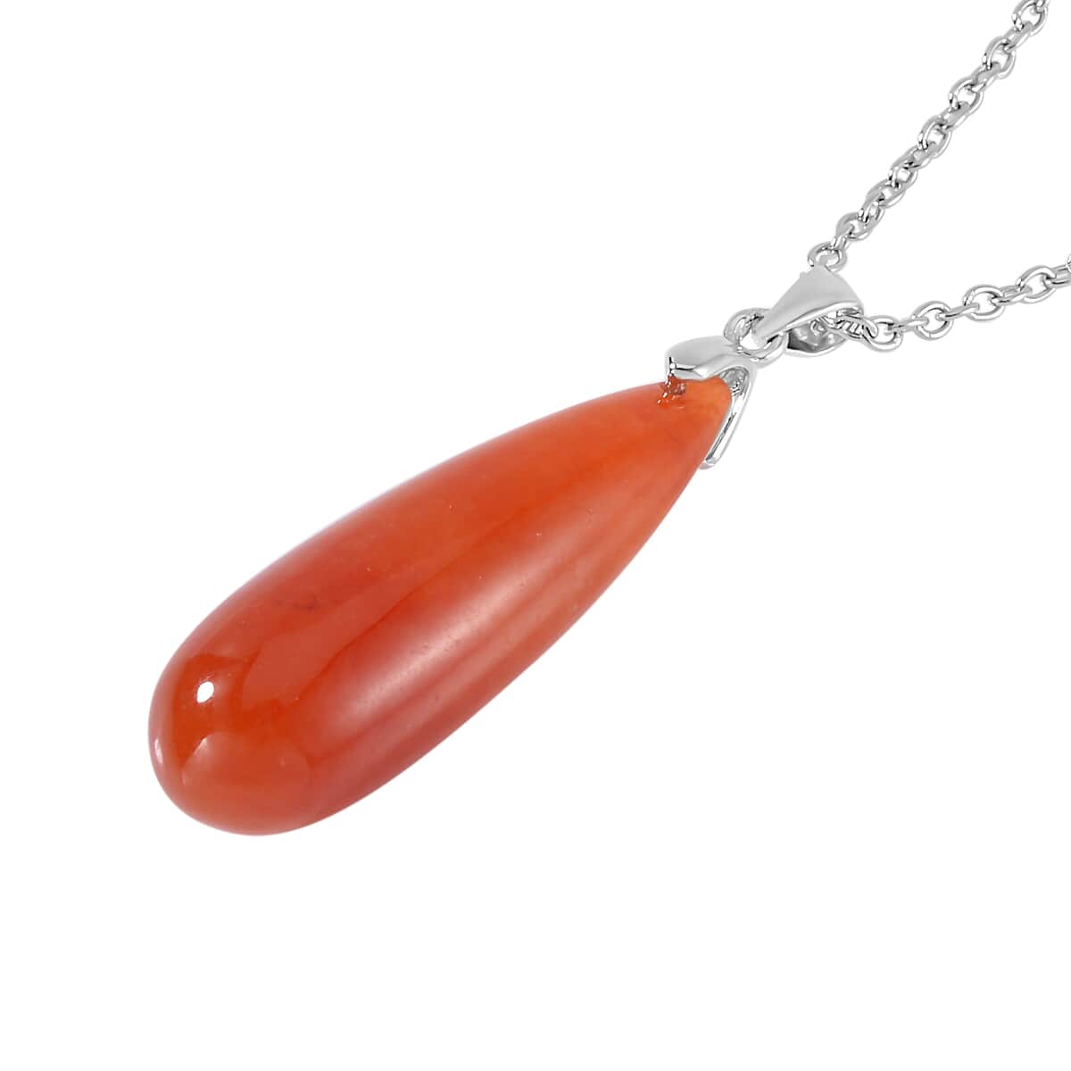 Red Jade (D) Drop Earrings and Pendant in Rhodium Over Sterling Silver with Stainless Steel Necklace 20 Inches 69.90 ctw image number 3