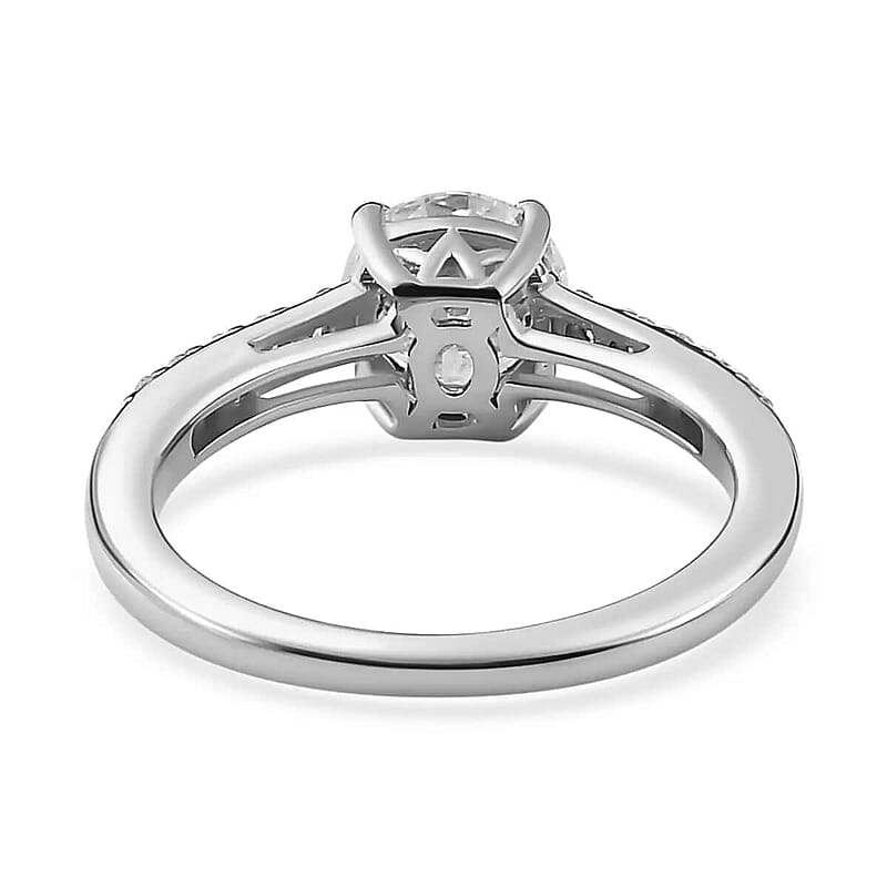 Moissanite 2.00 ctw Jewelry Set of Stud Earrings and Ring, Platinum Over Sterling Silver  Jewelry Set, Moissanite Ring, Moissanite Stud Earrings
