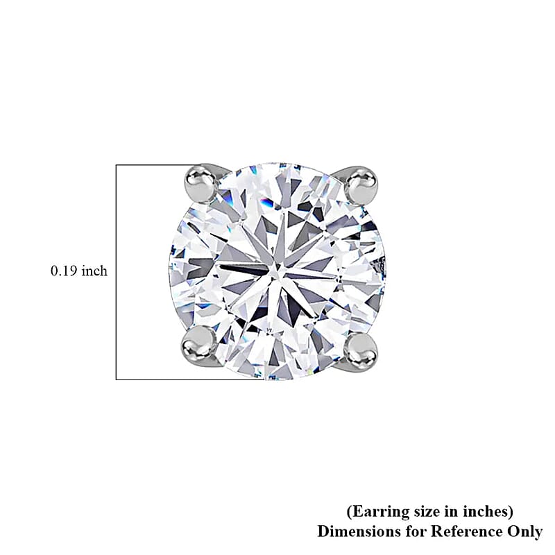 Moissanite 2.00 ctw Jewelry Set of Stud Earrings and Ring, Platinum Over Sterling Silver  Jewelry Set, Moissanite Ring, Moissanite Stud Earrings