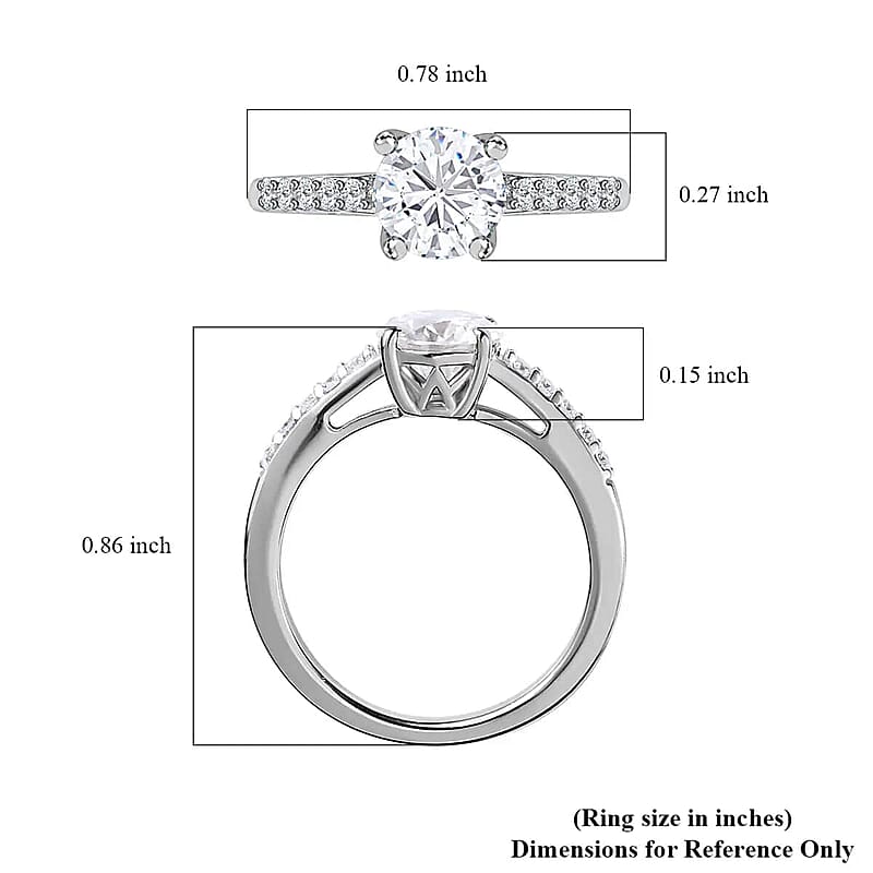 Moissanite 2.00 ctw Jewelry Set of Stud Earrings and Ring, Platinum Over Sterling Silver  Jewelry Set, Moissanite Ring, Moissanite Stud Earrings