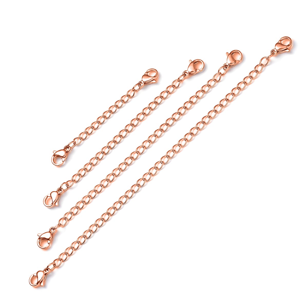 Set of 2pc 8mm Magnetic Lock, 4pcs Extender Chain with Lobster Lock (2, 3, 4, 5 In), 4pcs Ring Adjusting Spring Wire and 2pc Chain (20 Inches) in ION Plated RG Stainless Steel image number 1