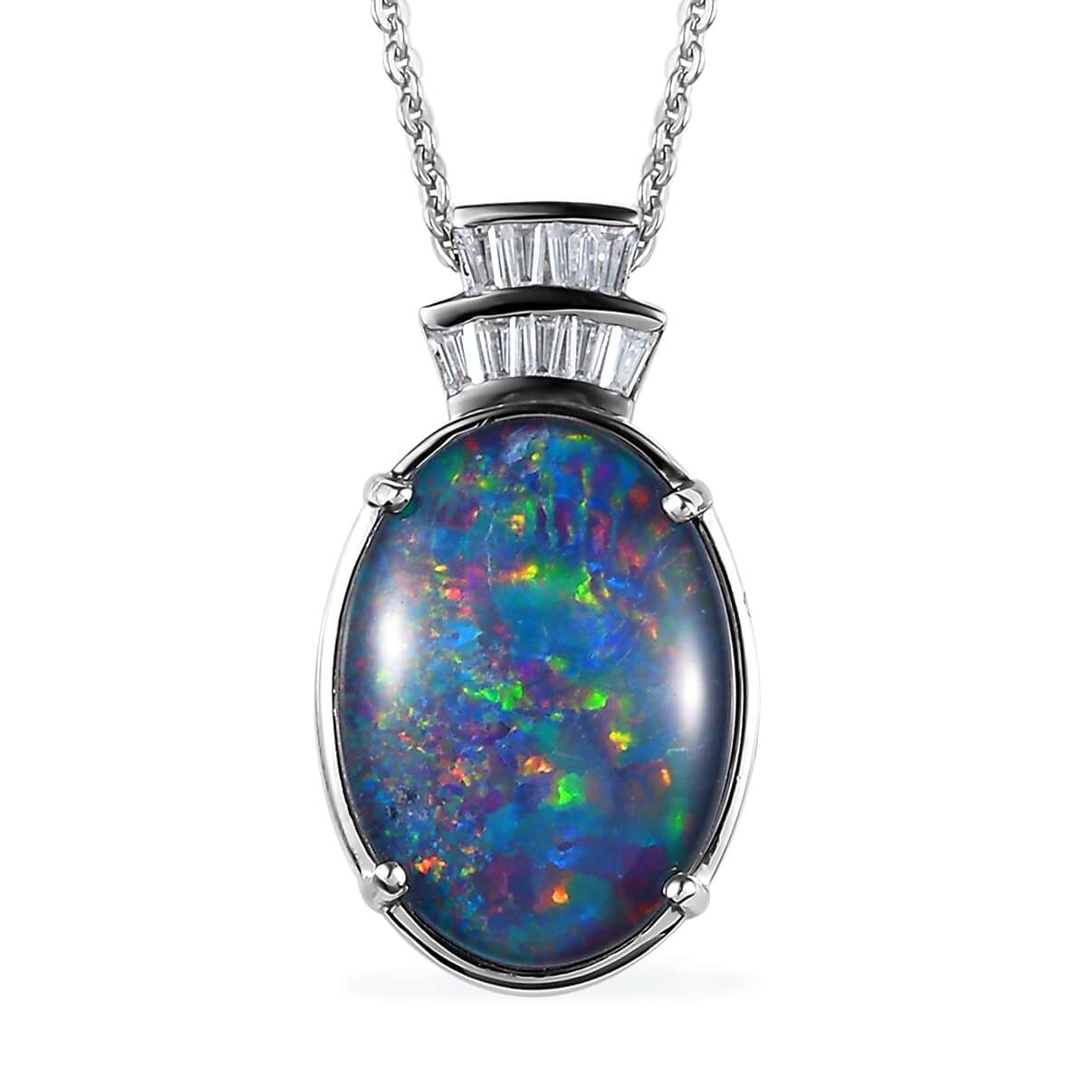 Buy Doorbuster Boulder Opal Triplet and Moissanite Pendant Necklace 20 ...