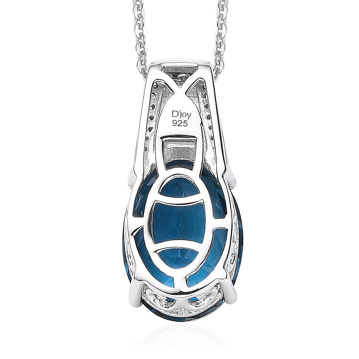 London Blue Topaz and White Topaz Pendant Necklace 20 Inches in Platinum Over Sterling Silver 7.40 ctw