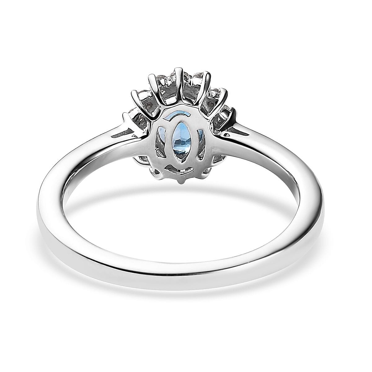 London Blue Topaz, White Topaz Lever Back Earrings, Sunburst Ring (Size 5.0) and Pendant Necklace (20 Inches) in Platinum Over Sterling Silver 3.65 ctw
