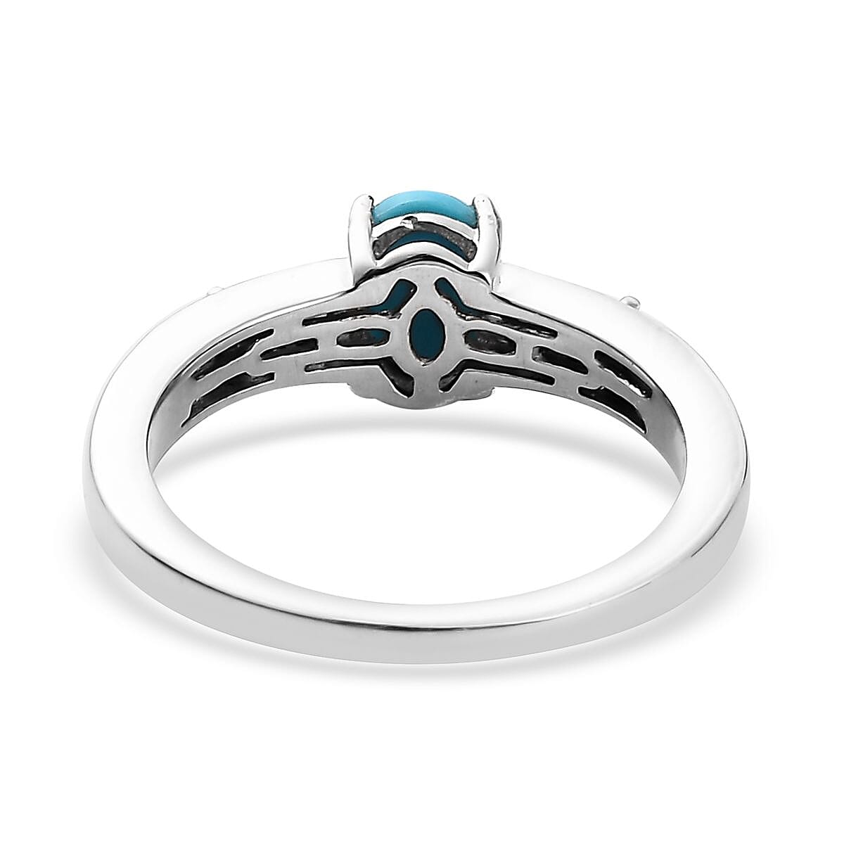 Sleeping Beauty Turquoise and Grandidierite Ring (Size 5.0) and Pendant Necklace 20 Inches in Platinum Over Sterling Silver 1.60 ctw