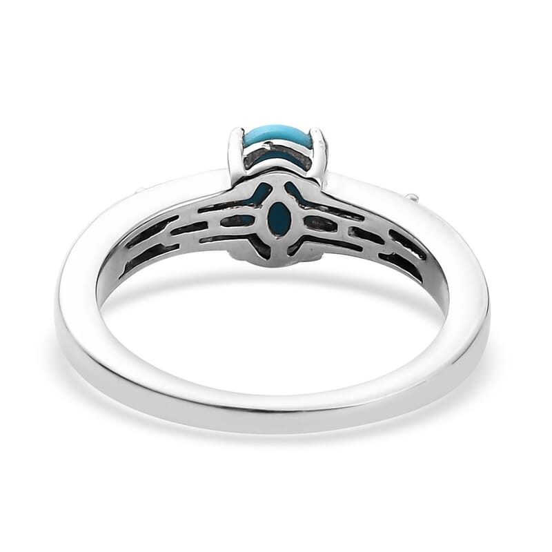 Sleeping Beauty Turquoise and Grandidierite Ring (Size 5.0) and Pendant Necklace 20 Inches in Platinum Over Sterling Silver 1.60 ctw