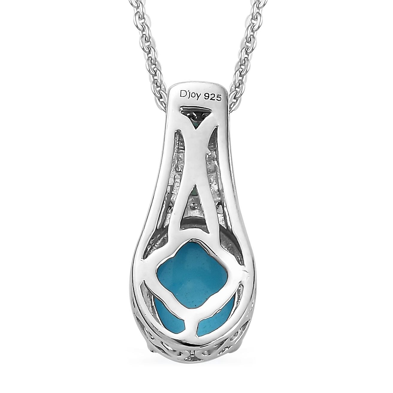 Sleeping Beauty Turquoise and Grandidierite Pendant Necklace 20 Inches in Platinum Over Sterling Silver 1.75 ctw