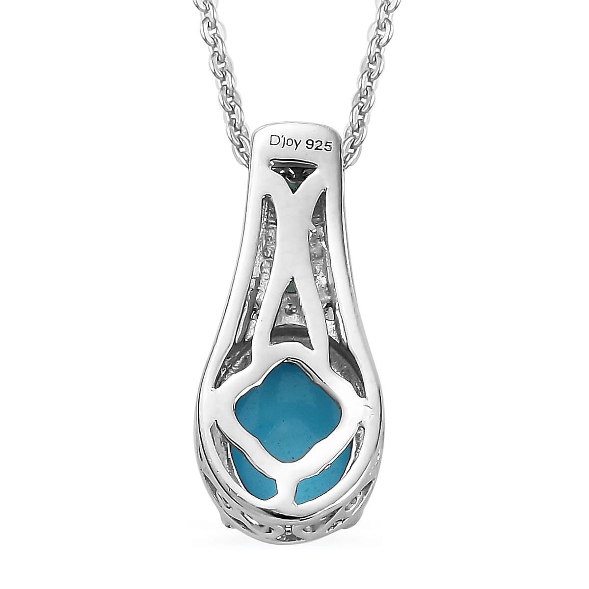 Sleeping Beauty Turquoise and Grandidierite Pendant Necklace 20 Inches in Platinum Over Sterling Silver 1.75 ctw image number 4