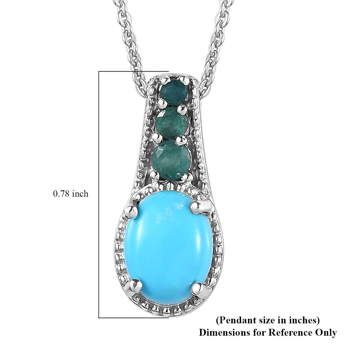 Sleeping Beauty Turquoise and Grandidierite Pendant Necklace 20 Inches in Platinum Over Sterling Silver 1.75 ctw