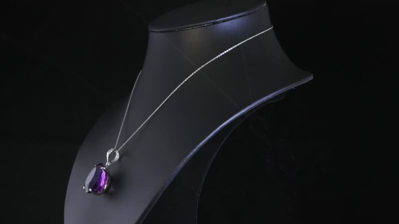 AAA Lusaka Amethyst Solitaire Pendant Necklace 18 Inches in Platinum Over Sterling Silver 50.50 ctw
