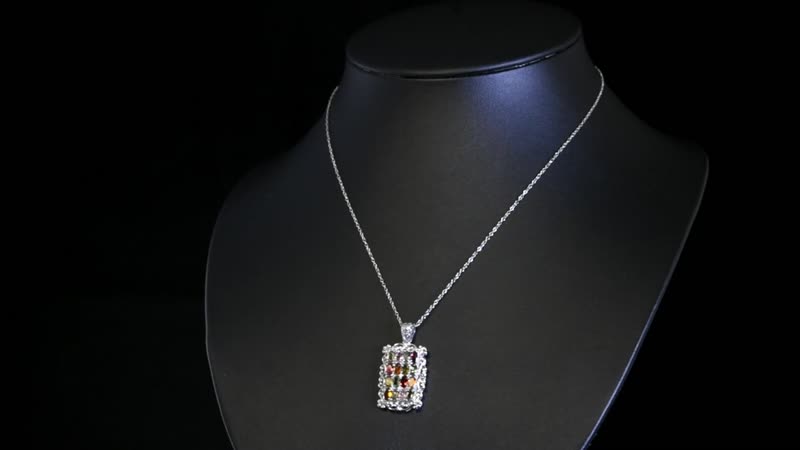 Doorbuster Multi Tourmaline, White Zircon Elongated Pendant Necklace (18 Inches) in Platinum Over Sterling Silver 3.85 ctw