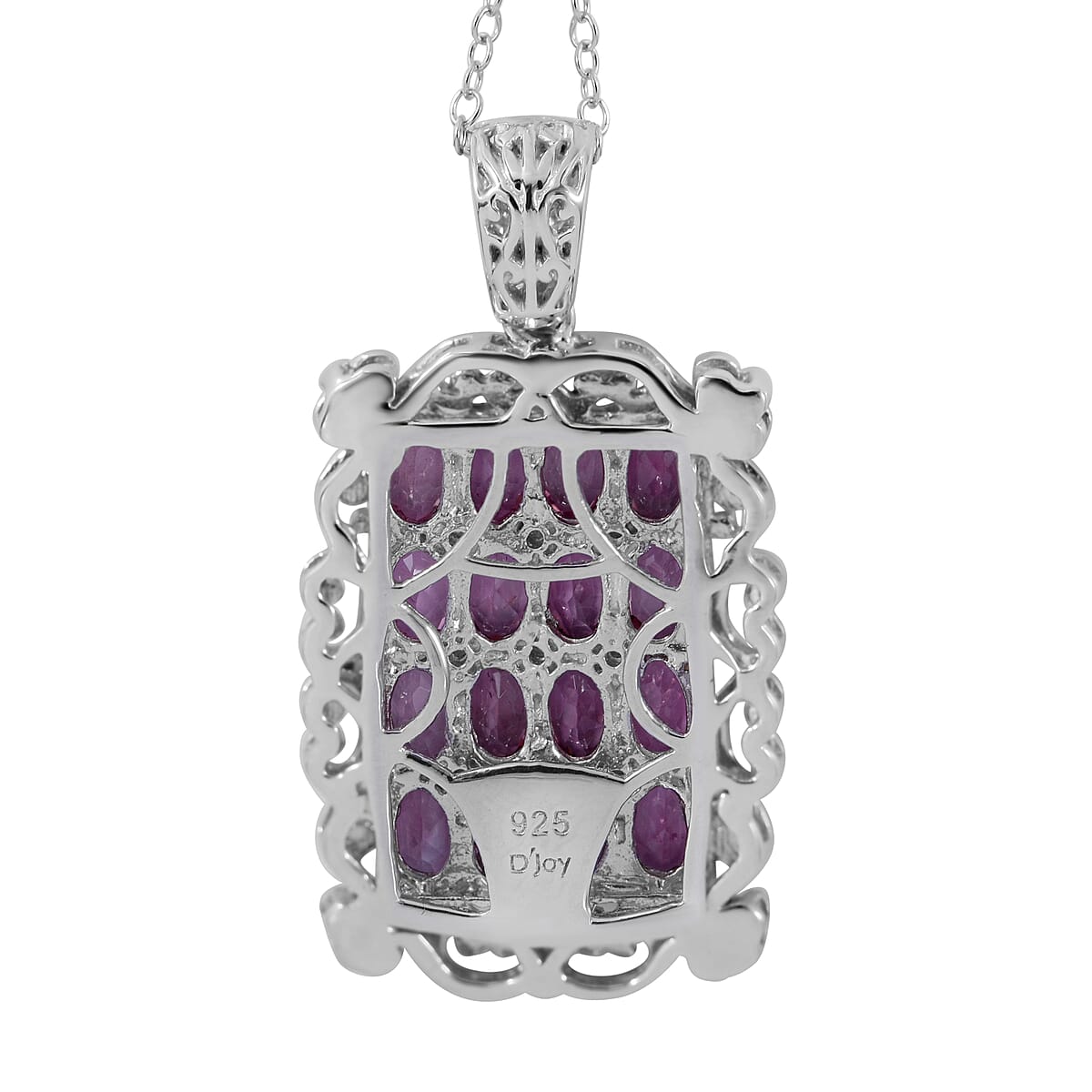 Shade of Pink Tourmaline and White Zircon Elongated Pendant Necklace 18 Inches in Platinum Over Sterling Silver 3.85 ctw image number 3