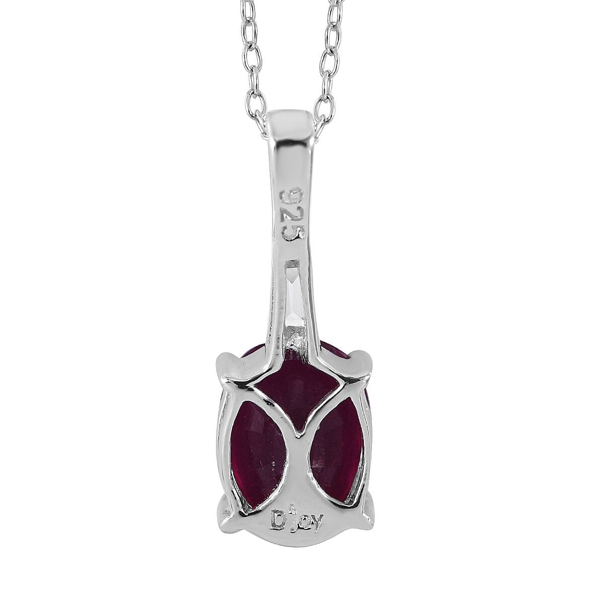 Premium Niassa Ruby (FF), White Zircon Ring (Size 6) and Pendant Necklace 18 Inches in Platinum Over Sterling Silver 3.60 ctw image number 6