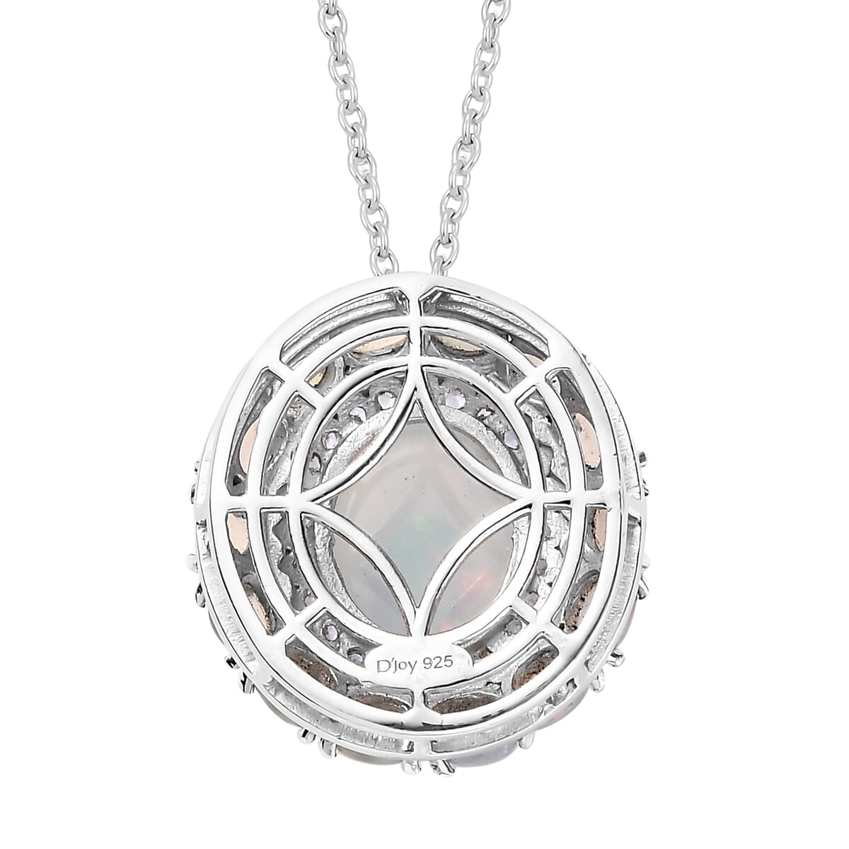 TLV Premium Ethiopian Welo Opal, Tanzanite Cocktail Pendant Necklace (20 Inches) in Platinum Over Sterling Silver 5.20 Carat Total Weight image number 4