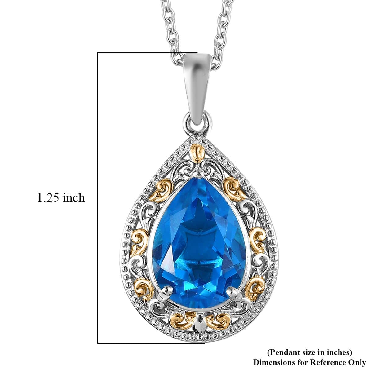 Karis Caribbean Quartz Solitaire Pendant in 18K YG Plated and Platinum Bond with Stainless Steel Necklace 20 Inches 5.75 ctw image number 6