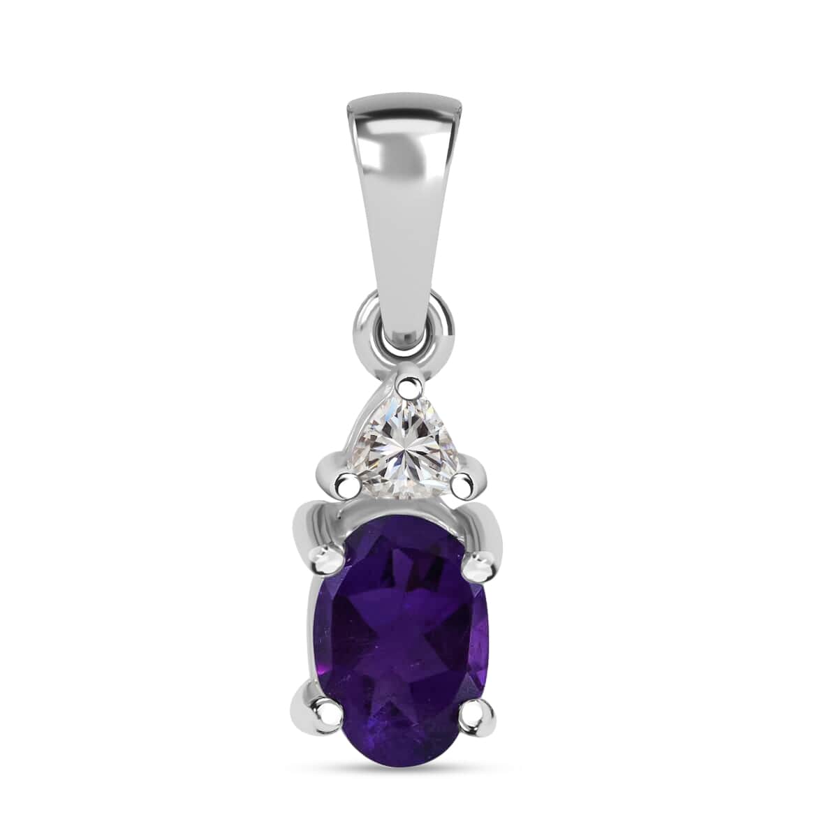 Doorbuster Amethyst, White Topaz Ring (Size 5.0), Earrings, Bracelet (7.25In) and Pendant in Platinum Over Sterling Silver 16.65 ctw image number 6