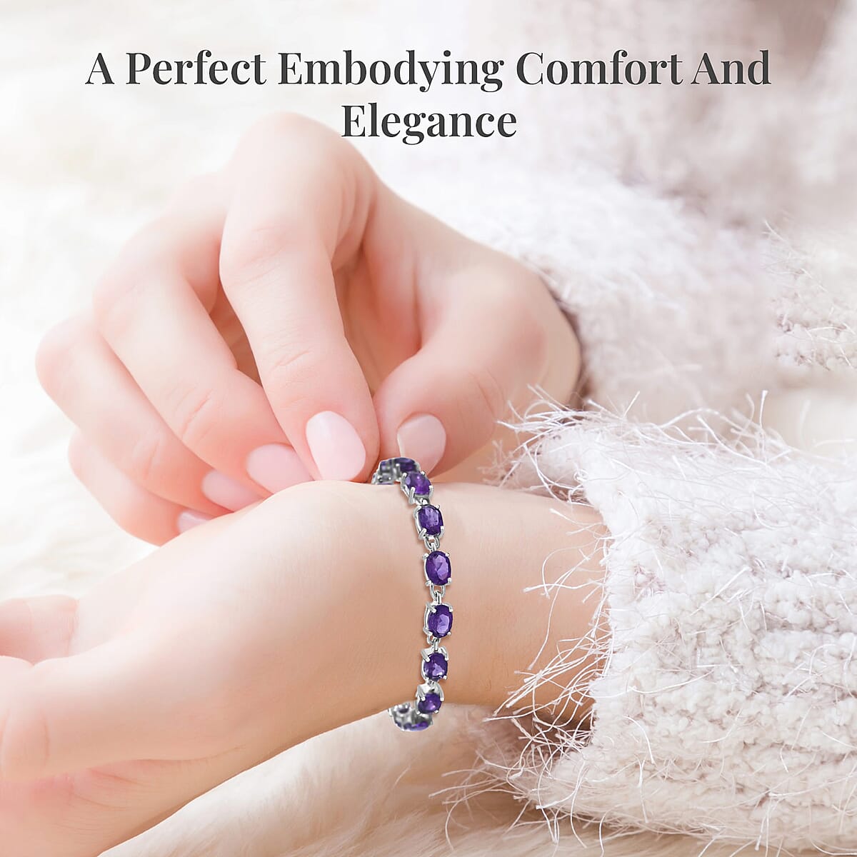 Amethyst, White Topaz 3 Stone Ring (Size 7.0), Stud Earrings, Bracelet (7.25In) and Pendant in Platinum Over Sterling Silver 16.65 ctw image number 4