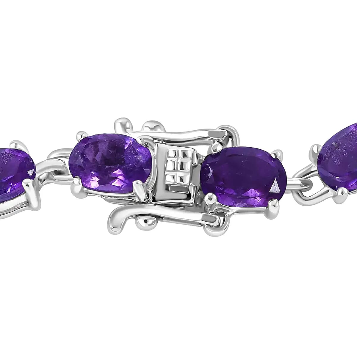 Doorbuster African Amethyst, White Topaz Ring , Earrings, Bracelet (7.25In) and Pendant in Platinum Over Sterling Silver 18.35 ctw image number 8