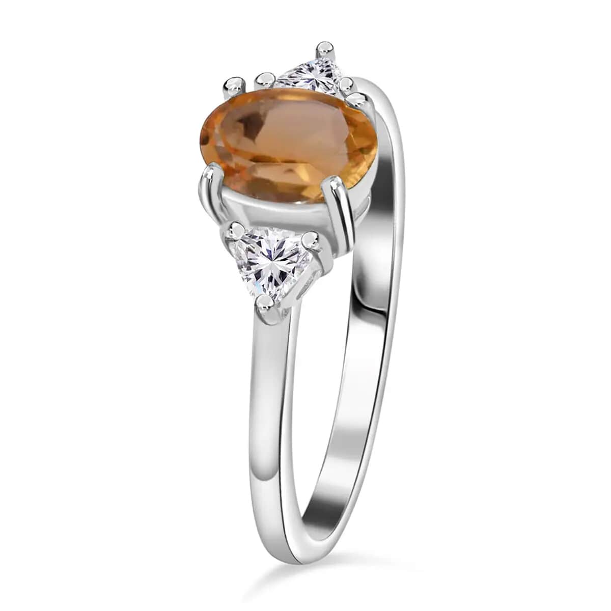 Brazilian Citrine, White Topaz 3 Stone Ring (Size 6.0), Stud Earrings, Bracelet (7.25In) and Pendant in Platinum Over Sterling Silver 16.65 ctw image number 7