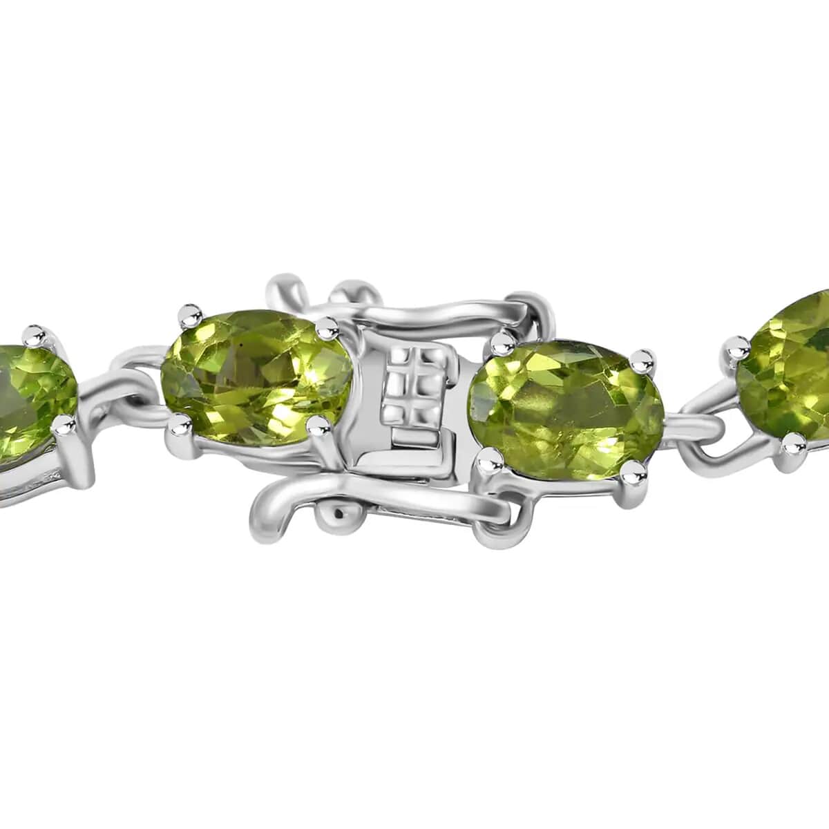 Peridot, White Topaz 3 Stone Ring (Size 5.0), Stud Earrings, Bracelet (7.25In) and Pendant in Platinum Over Sterling Silver 18.85 ctw image number 8