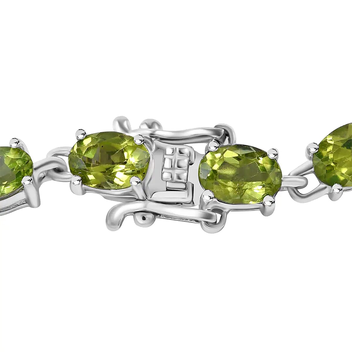 Peridot, White Topaz 3 Stone Ring (Size 8.00), Stud Earrings, Bracelet (7.25In) and Pendant in Platinum Over Sterling Silver 18.85 ctw image number 7