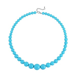 Sleeping Beauty Color Shell Pearl Necklace (20 Inches) and Earrings in Stainless Steel