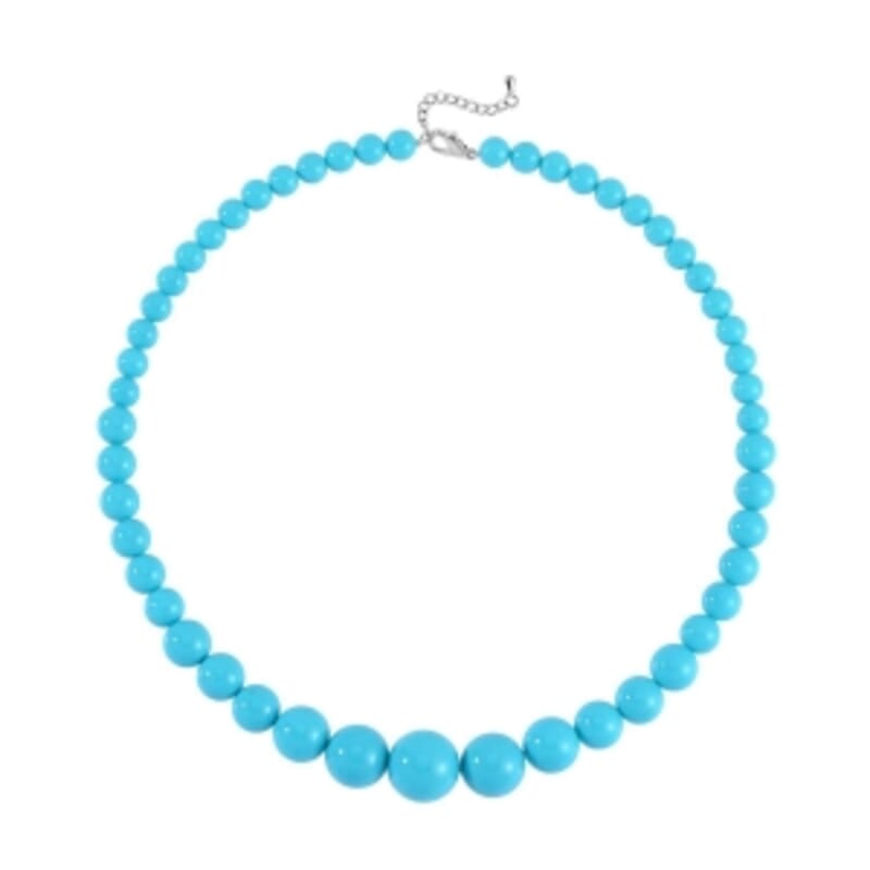 Sleeping Beauty Color Shell Pearl Necklace (20 Inches) and Earrings in Stainless Steel
