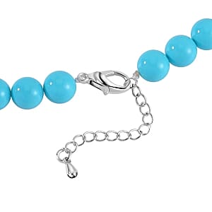 Sleeping Beauty Color Shell Pearl Necklace (20 Inches) and Earrings in Stainless Steel