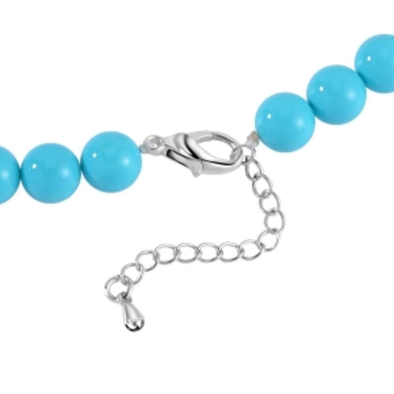 Sleeping Beauty Color Shell Pearl Necklace (20 Inches) and Earrings in Stainless Steel
