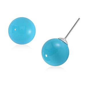 Sleeping Beauty Color Shell Pearl Necklace (20 Inches) and Earrings in Stainless Steel
