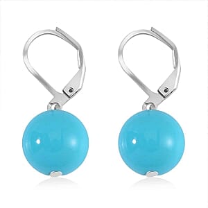 Sleeping Beauty Color Shell Pearl Necklace (20 Inches) and Earrings in Stainless Steel