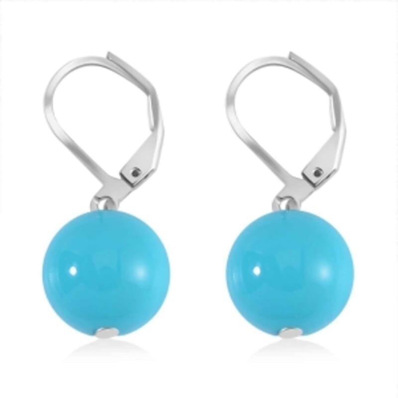 Sleeping Beauty Color Shell Pearl Necklace (20 Inches) and Earrings in Stainless Steel
