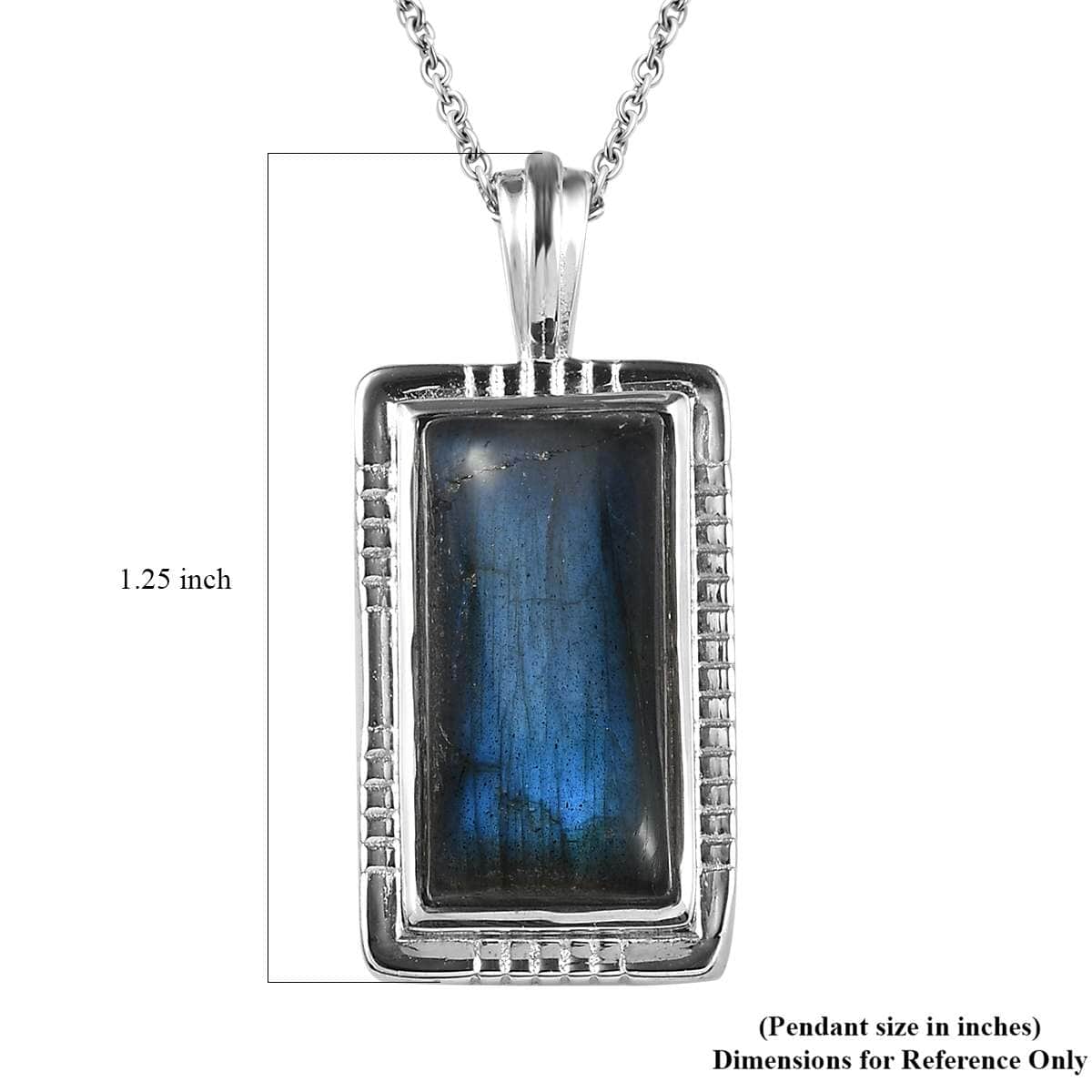 Malagasy Labradorite 10.25 ctw Pendant in Platinum Over Copper with Stainless Steel Necklace (20 Inches) image number 7