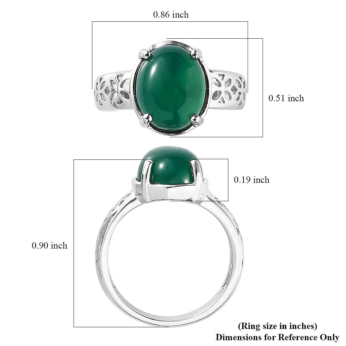 Karis Green Onyx and Malagasy Labradorite Set of 2 Solitaire Ring in Platinum Bond (Size 10.0) 8.60 ctw image number 6