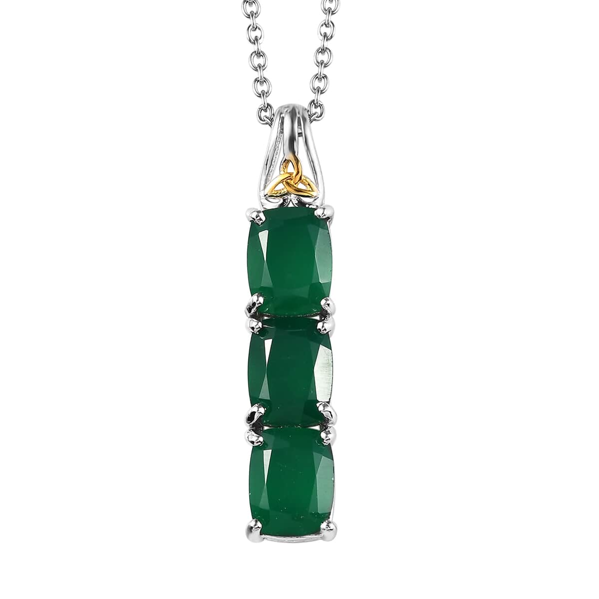 Karis Verde Onyx 6.40 ctw Pendant in 18K YG Plated & Platinum Bond with Stainless Steel Necklace 20 Inches image number 0