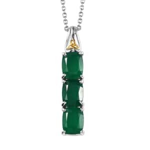 Karis Verde Onyx 6.40 ctw Pendant in 18K YG Plated & Platinum Bond with Stainless Steel Necklace 20 Inches