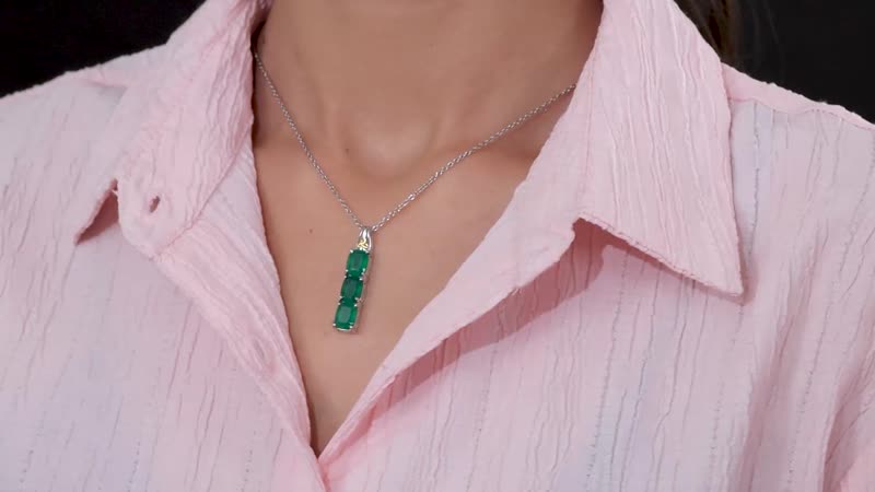 Karis Verde Onyx 6.40 ctw Pendant in 18K YG Plated & Platinum Bond with Stainless Steel Necklace 20 Inches