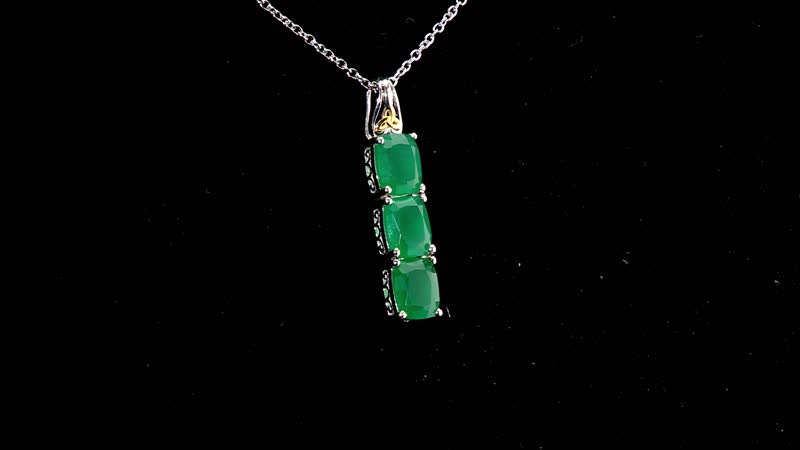Karis Verde Onyx 6.40 ctw Pendant in 18K YG Plated & Platinum Bond with Stainless Steel Necklace 20 Inches