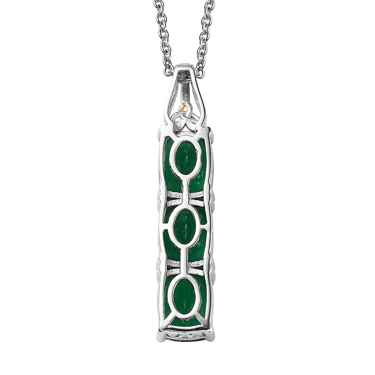 Karis Verde Onyx 6.40 ctw Pendant in 18K YG Plated & Platinum Bond with Stainless Steel Necklace 20 Inches