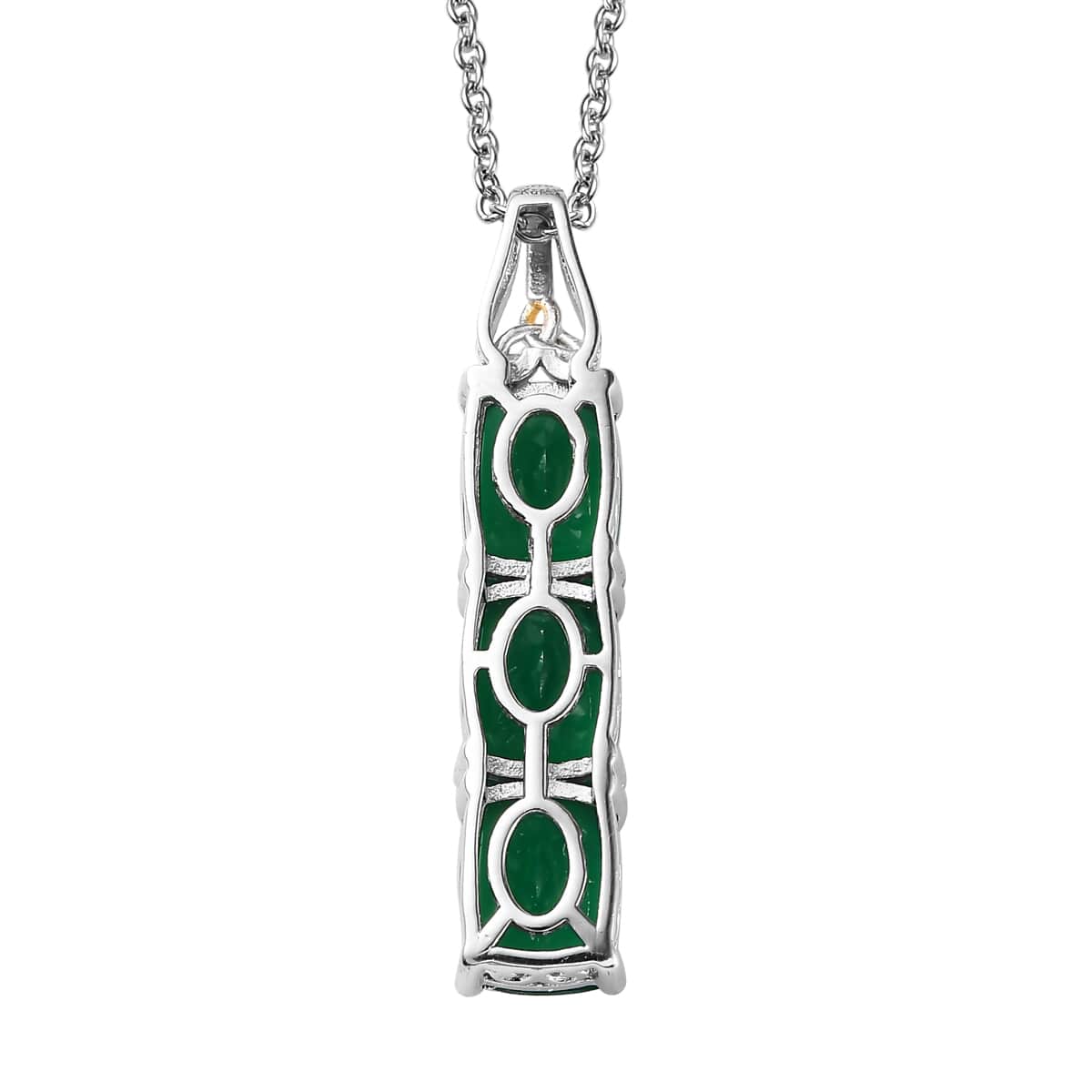 Karis Verde Onyx 6.40 ctw Pendant in 18K YG Plated & Platinum Bond with Stainless Steel Necklace 20 Inches image number 4