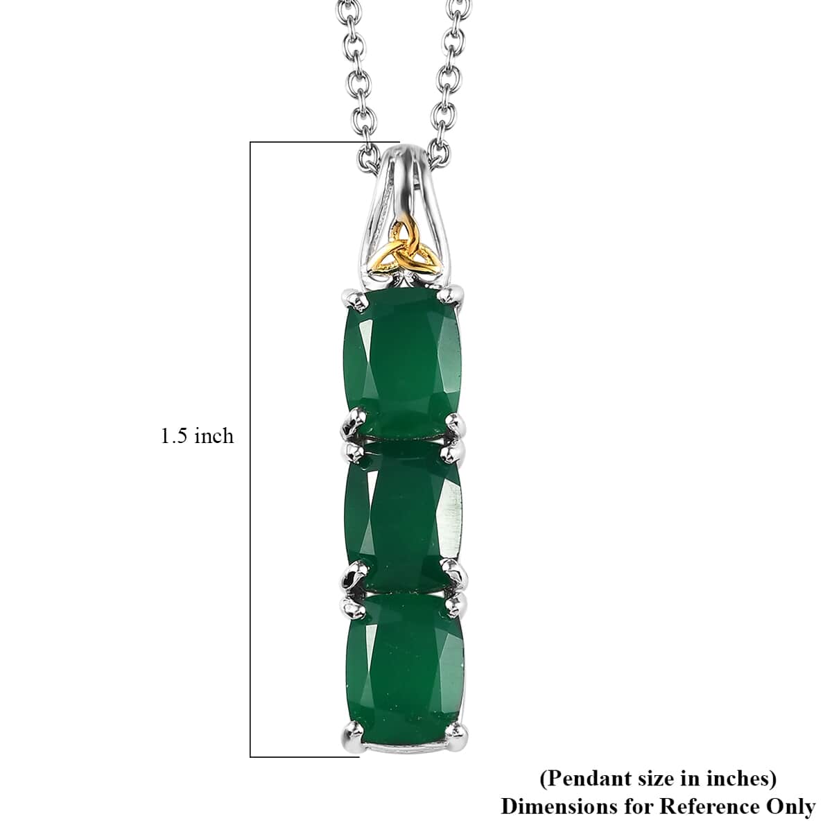 Karis Verde Onyx 6.40 ctw Pendant in 18K YG Plated & Platinum Bond with Stainless Steel Necklace 20 Inches image number 6