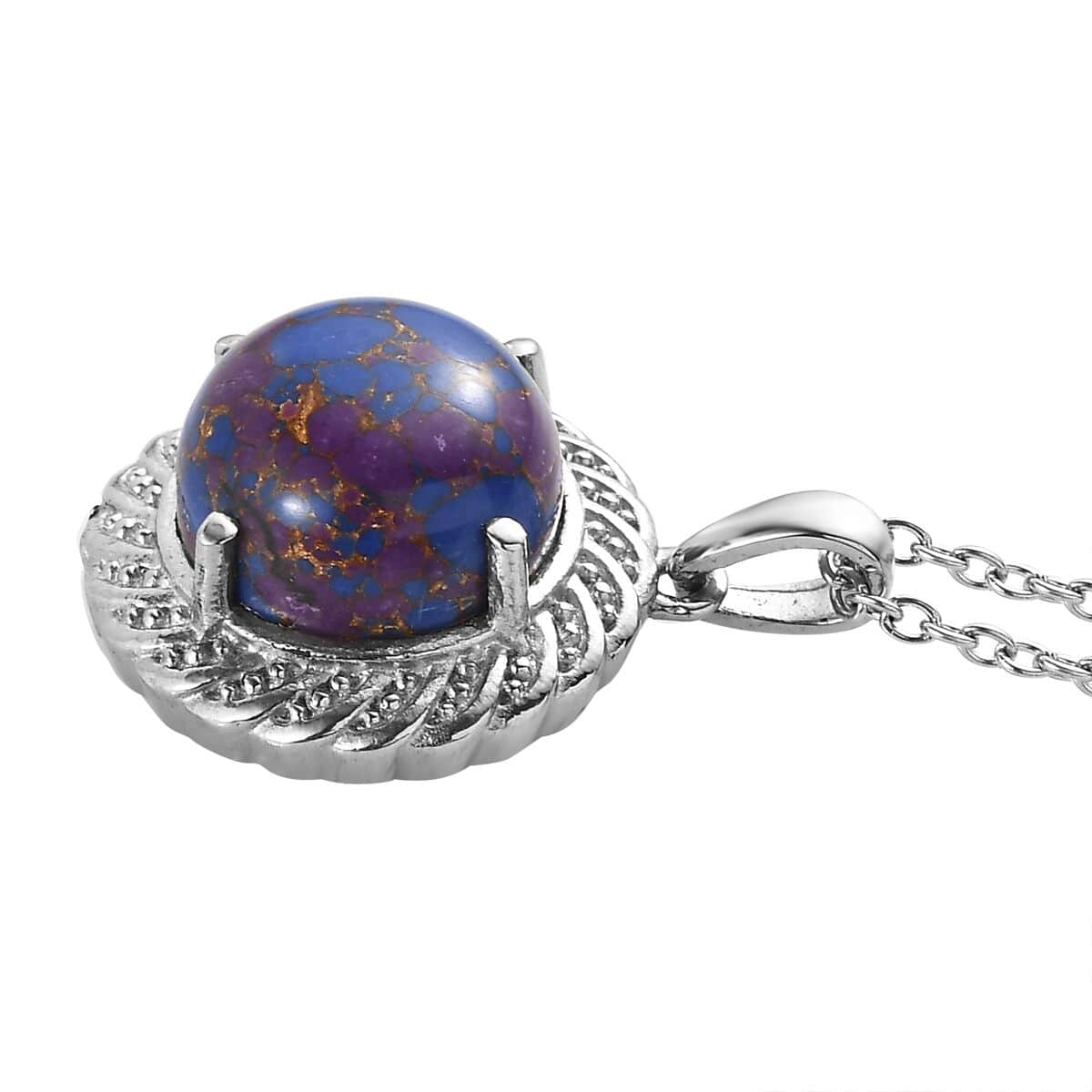 Mojave Purple Turquoise Ring (Size 6.0) and Pendant Necklace 20 Inches in Stainless Steel 12.40 ctw image number 5