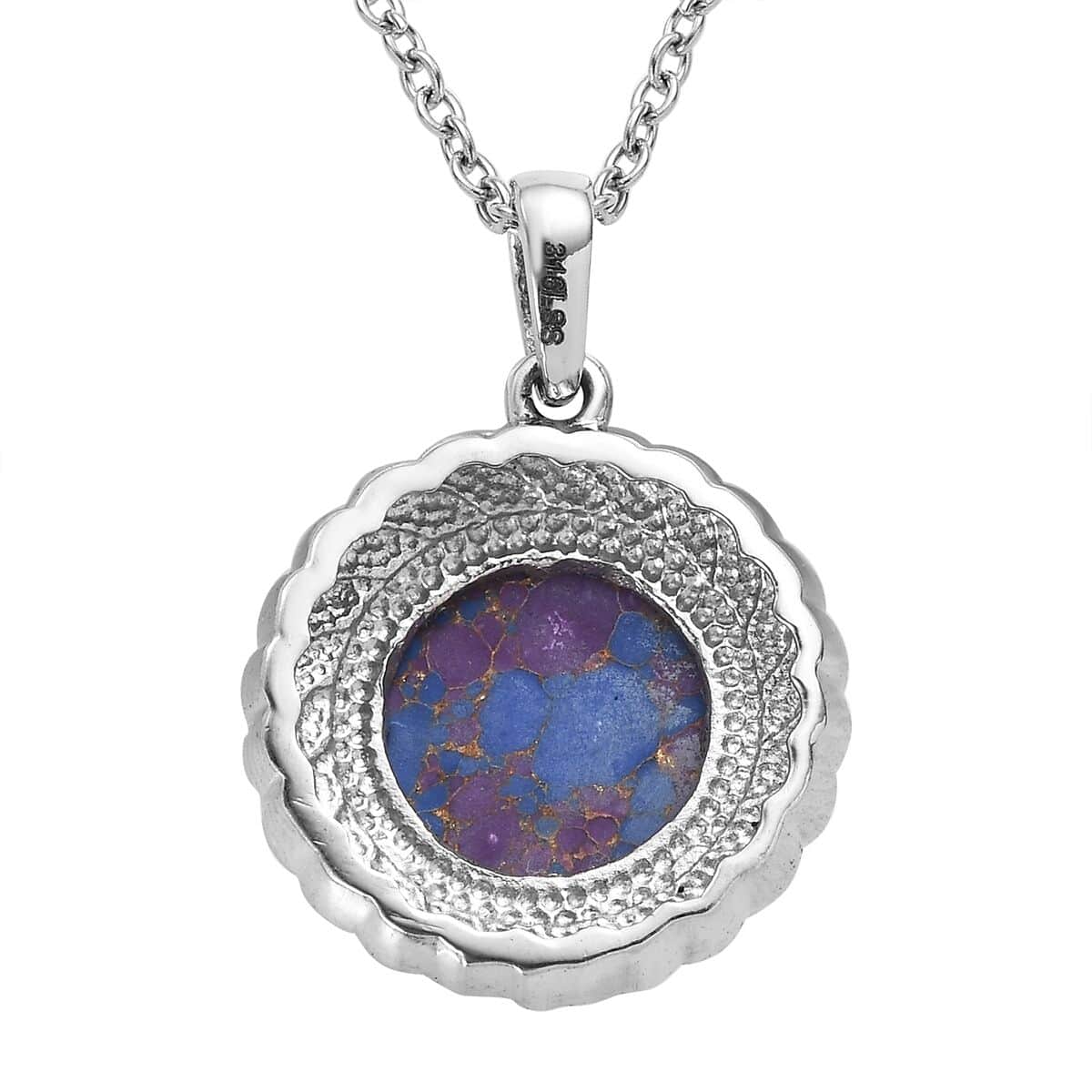 Mojave Purple Turquoise Ring (Size 7.0) and Pendant Necklace 20 Inches in Stainless Steel 12.40 ctw image number 6
