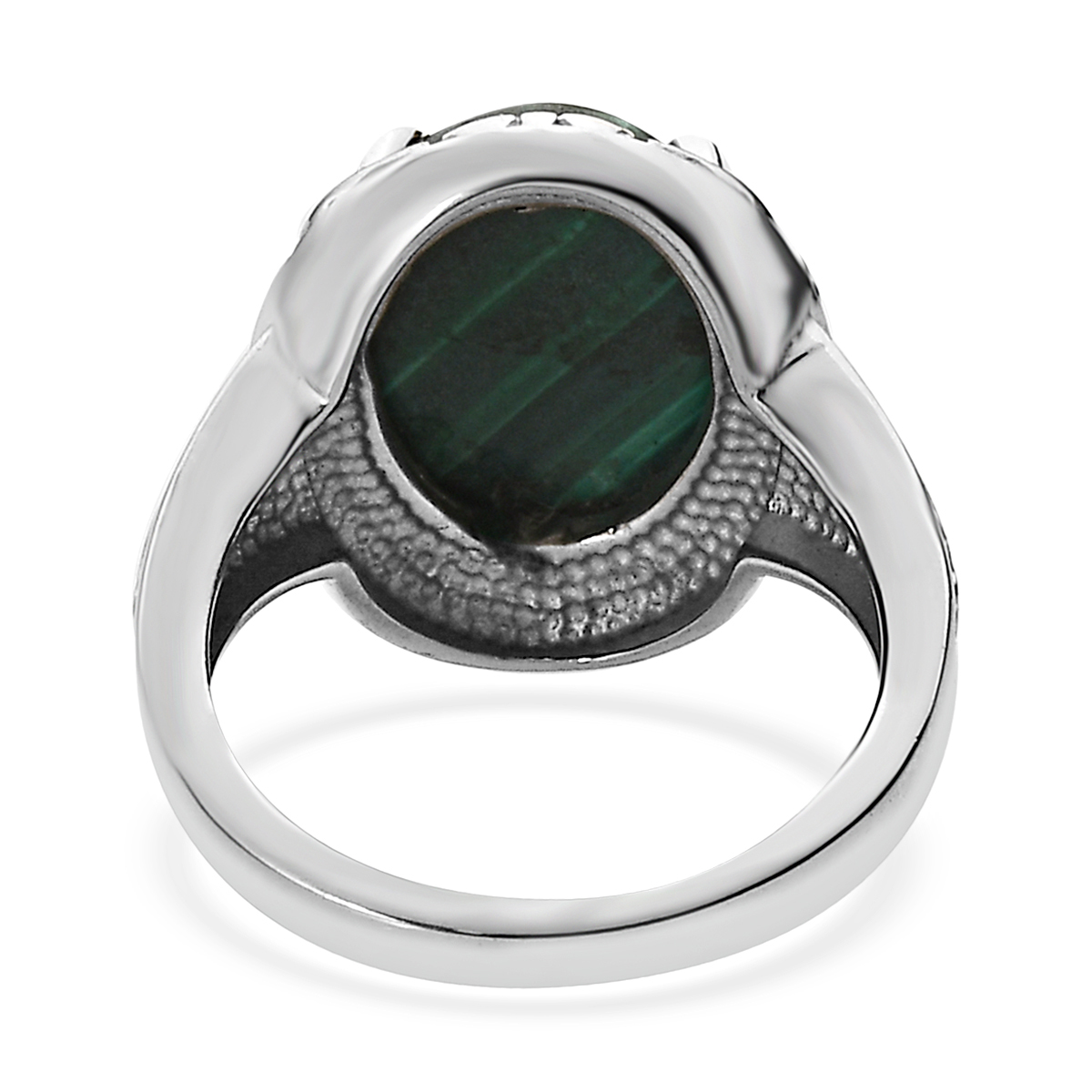 African Malachite Solitaire Ring (Size 5.0) and Pendant Necklace 20 Inches in Stainless Steel 14.50 ctw